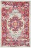 2' X 3' Ivory And Fuchsia Oriental Distressed Area Rug