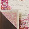 4' X 6' Ivory And Fuchsia Oriental Distressed Area Rug