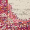 8' X 10' Ivory And Fuchsia Oriental Distressed Area Rug