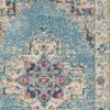2' X 3' Blue And Ivory Southwestern Distressed Area Rug