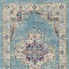 2' X 3' Blue And Ivory Southwestern Distressed Area Rug
