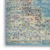 6' Blue And Ivory Southwestern Distressed Runner Rug
