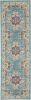 6' Blue And Ivory Southwestern Distressed Runner Rug