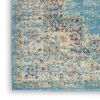 10' Blue And Ivory Southwestern Distressed Runner Rug