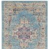 10' Blue And Ivory Southwestern Distressed Runner Rug
