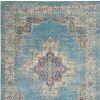 5' X 7' Blue And Ivory Southwestern Distressed Area Rug