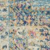 7' X 10' Blue And Ivory Medallion Distressed Area Rug
