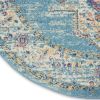 8' Blue And Ivory Southwestern Distressed Round Rug