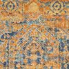2' X 3' Teal And Gold Medallion Distressed Area Rug