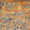 2' X 3' Teal And Gold Medallion Distressed Area Rug