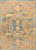 4' X 6' Teal And Gold Medallion Distressed Area Rug