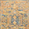 4' X 6' Teal And Gold Medallion Distressed Area Rug