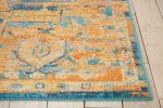 5' X 7' Teal And Gold Medallion Distressed Area Rug