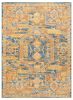 7' X 10' Teal And Gold Medallion Distressed Area Rug