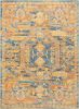 7' X 10' Teal And Gold Medallion Distressed Area Rug