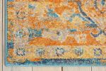 7' X 10' Teal And Gold Medallion Distressed Area Rug