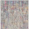 6' Ivory And Blue Abstract Runner Rug