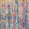 10' Ivory And Blue Abstract Runner Rug
