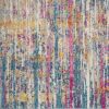 10' Ivory And Blue Abstract Runner Rug