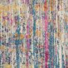 8' Ivory And Blue Abstract Runner Rug