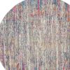 4' Ivory And Blue Abstract Round Rug