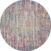 4' Ivory And Blue Abstract Round Rug