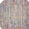 5' Ivory And Blue Abstract Round Rug