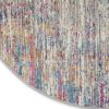5' Ivory And Blue Abstract Round Rug