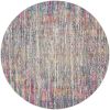 5' Ivory And Blue Abstract Round Rug