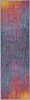 10' Blue And Orange Abstract Runner Rug