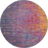 4' Blue And Orange Abstract Round Rug