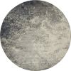 8' Gray And Ivory Abstract Round Rug