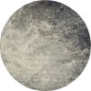 8' Gray And Ivory Abstract Round Rug