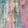 5' X 7' Blue Pink And Gold Abstract Distressed Area Rug