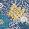4' X 6' Blue And Gold Floral Area Rug