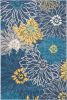 4' X 6' Blue And Gold Floral Area Rug
