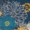 5' X 7' Blue And Gold Floral Area Rug