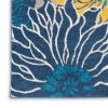 5' X 7' Blue And Gold Floral Area Rug