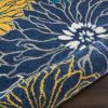 7' X 10' Blue And Gold Floral Area Rug
