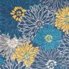 8' X 10' Blue And Gold Floral Area Rug
