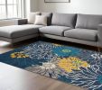 8' X 10' Blue And Gold Floral Area Rug