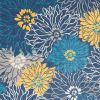 8' X 10' Blue And Gold Floral Area Rug