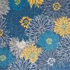 8' X 10' Blue And Gold Floral Area Rug