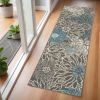 6' Blue And Gray Floral Runner Rug