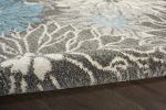 4' X 6' Blue And Gray Floral Area Rug