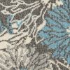 5' X 7' Blue And Gray Floral Area Rug