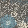 5' X 7' Blue And Gray Floral Area Rug