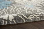 8' Blue And Gray Floral Round Rug