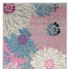 10' Gray And Pink Floral Runner Rug