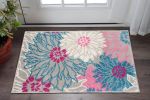 2' X 3' Gray And Pink Floral Area Rug